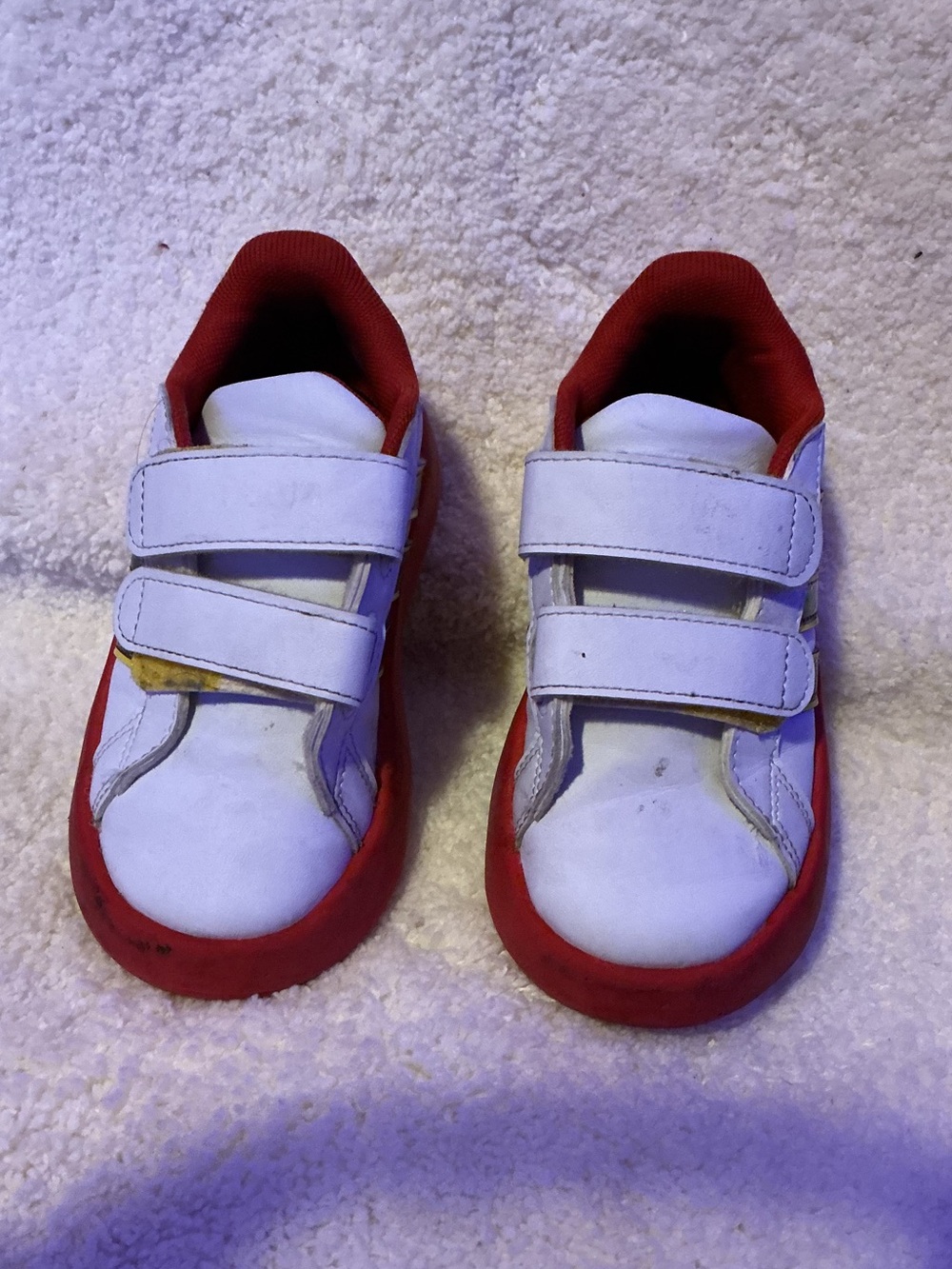 adidas Kids White and Red Velcro Sneakers